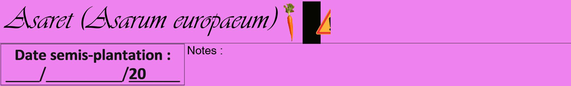 Étiquette de : Asarum europaeum - format a - style noire53viv avec comestibilité simplifiée