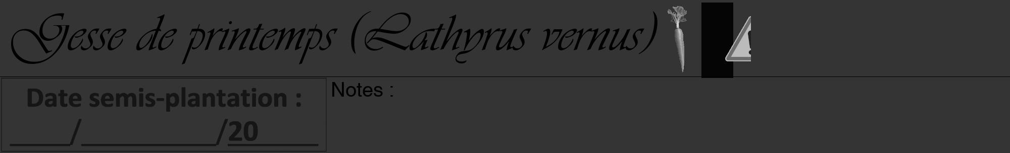 Étiquette de : Lathyrus vernus - format a - style noire46viv avec comestibilité simplifiée