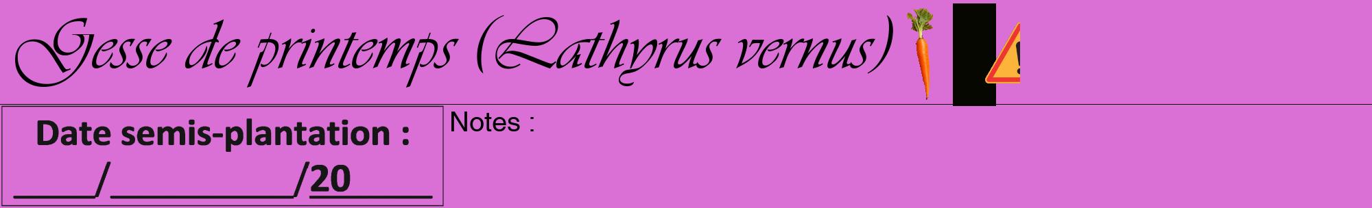 Étiquette de : Lathyrus vernus - format a - style noire52viv avec comestibilité simplifiée