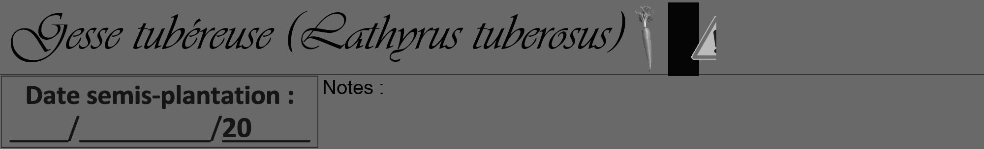 Étiquette de : Lathyrus tuberosus - format a - style noire11viv avec comestibilité simplifiée