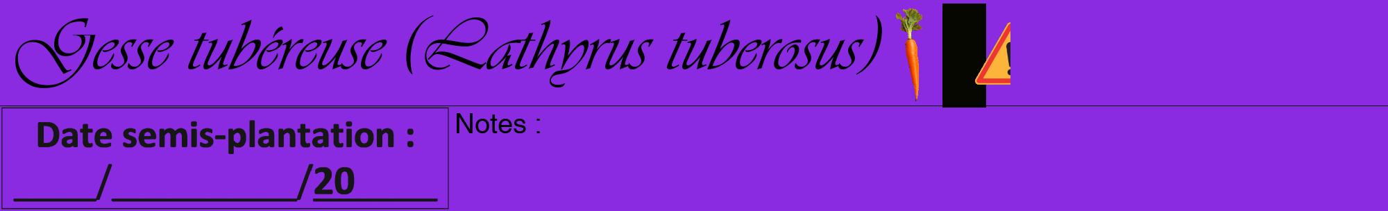 Étiquette de : Lathyrus tuberosus - format a - style noire49viv avec comestibilité simplifiée