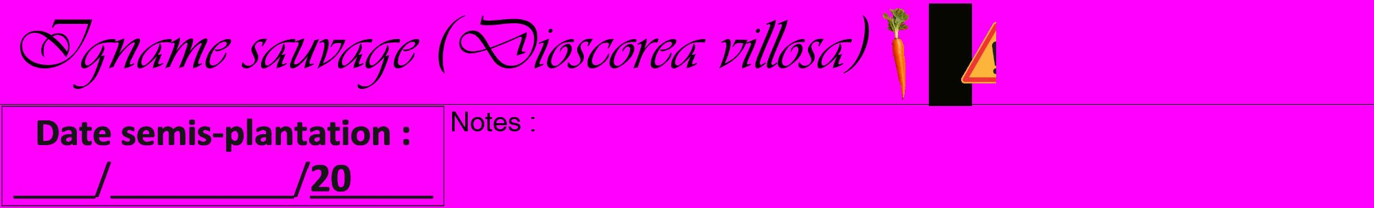 Étiquette de : Dioscorea villosa - format a - style noire51viv avec comestibilité simplifiée