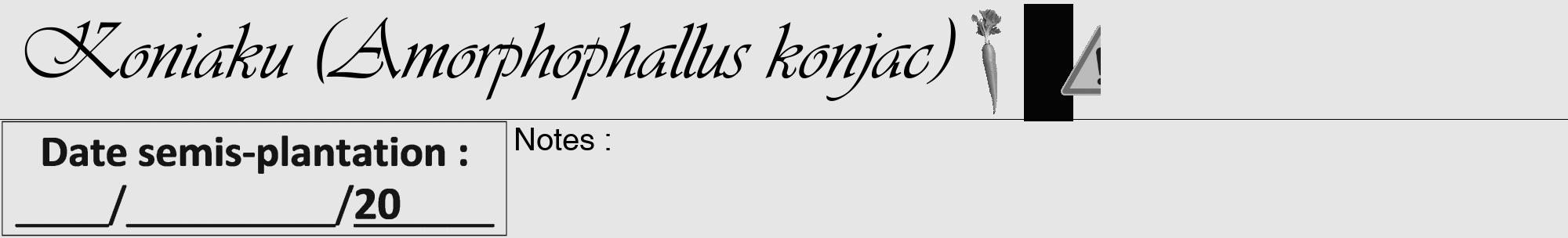 Étiquette de : Amorphophallus konjac - format a - style noire18viv avec comestibilité simplifiée
