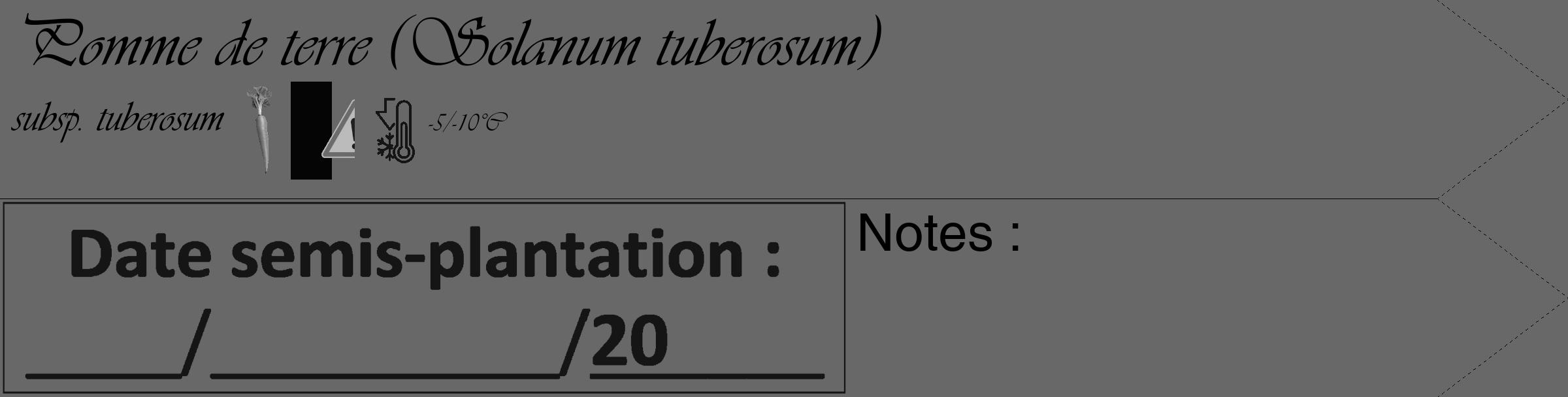 Étiquette de : Solanum tuberosum subsp. tuberosum - format c - style noire43_simple_simpleviv avec comestibilité simplifiée