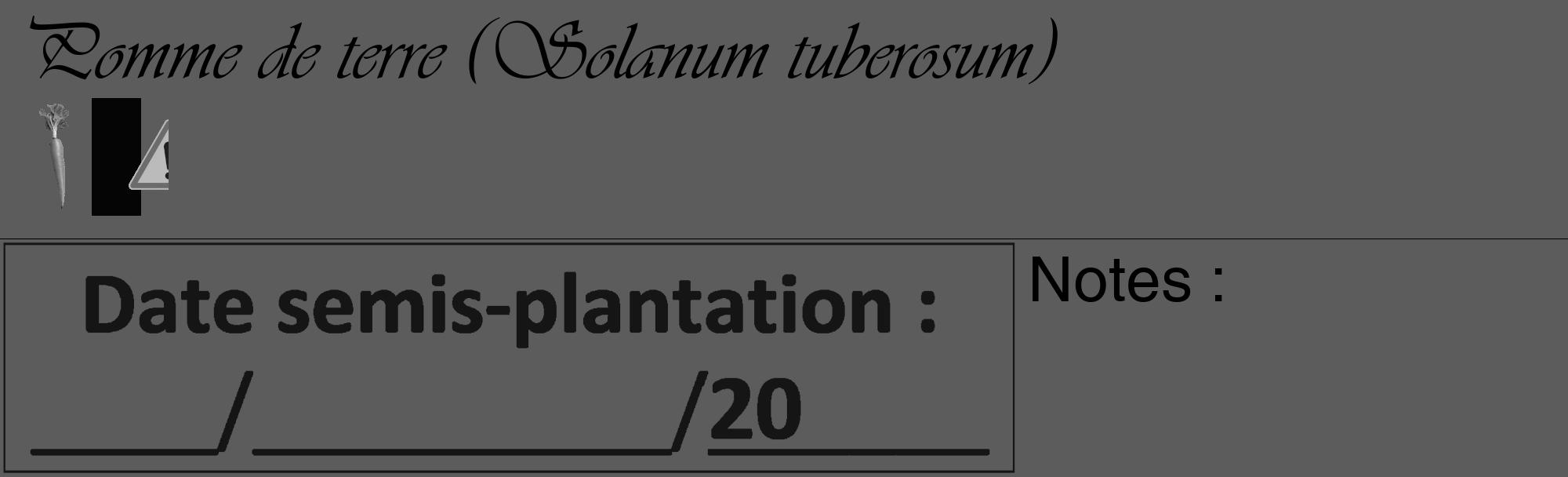 Étiquette de : Solanum tuberosum - format c - style noire49_basique_basiqueviv avec comestibilité simplifiée
