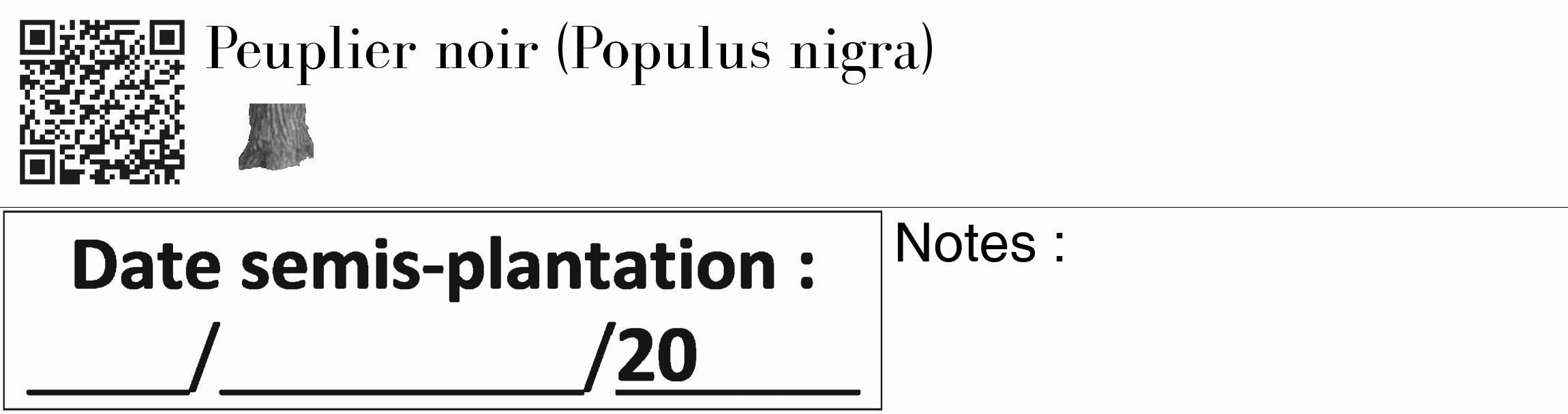 Étiquette de : Populus nigra - format c - style noire19_basique_basiquebod avec qrcode et comestibilité simplifiée