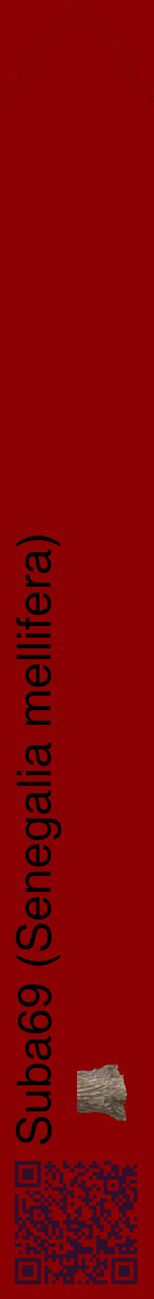 Étiquette de : Senegalia mellifera - format c - style noire34_simplehel avec qrcode et comestibilité simplifiée