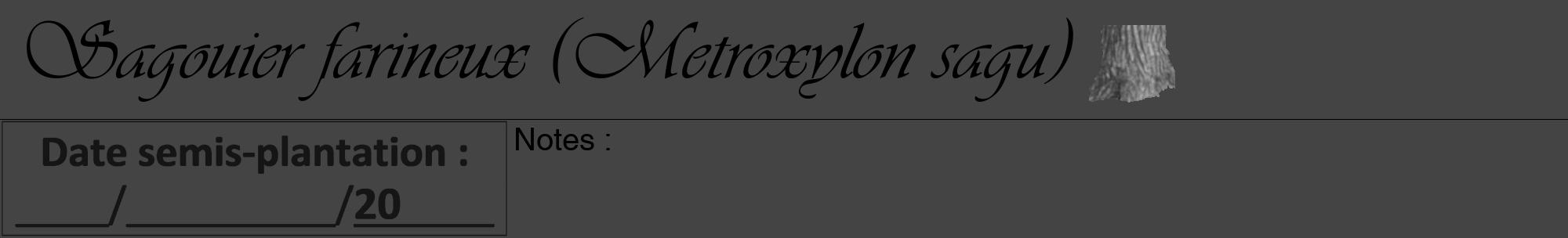 Étiquette de : Metroxylon sagu - format a - style noire48viv avec comestibilité simplifiée