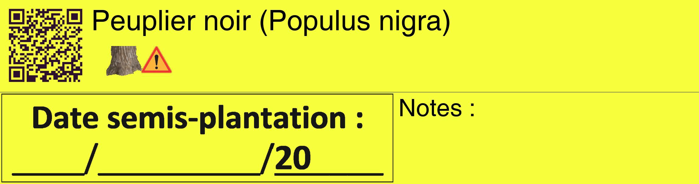 Étiquette de : Populus nigra - format c - style noire18_basique_basiquehel avec qrcode et comestibilité simplifiée