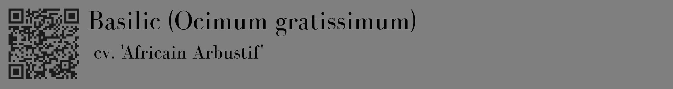 Étiquette de : Ocimum gratissimum cv. 'Africain Arbustif' - format c - style noire31_basique_basiquebod avec qrcode et comestibilité