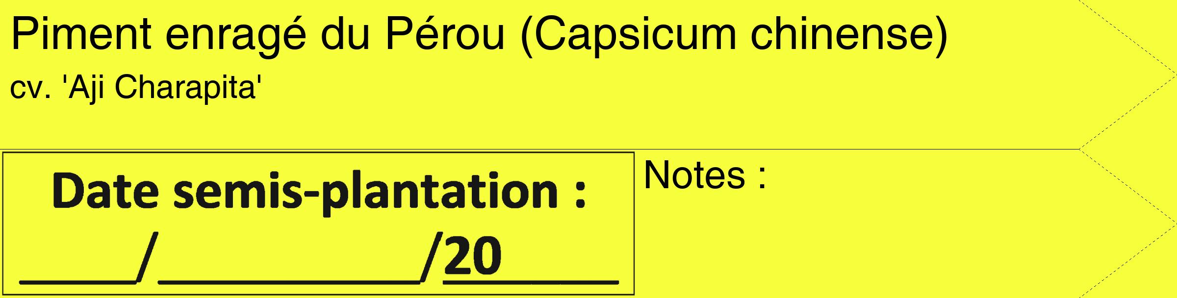 Étiquette de : Capsicum chinense cv. 'Aji Charapita' - format c - style noire18_simple_simplehel avec comestibilité