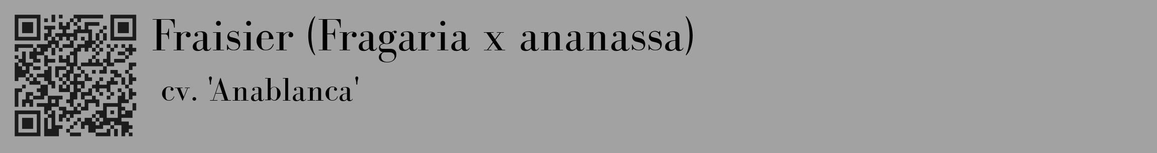 Étiquette de : Fragaria x ananassa cv. 'Anablanca' - format c - style noire38_basique_basiquebod avec qrcode et comestibilité