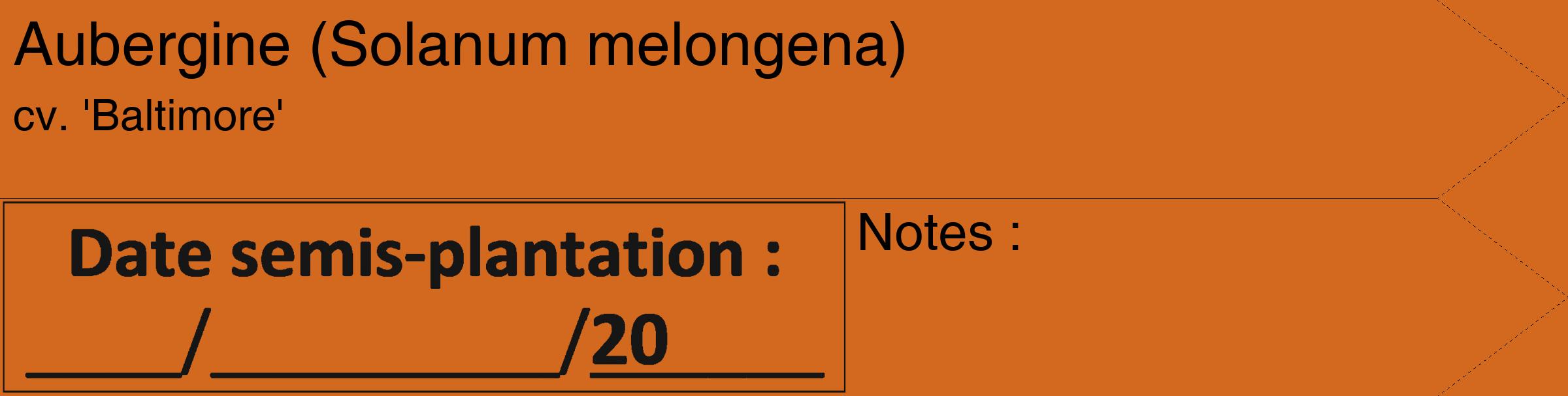Étiquette de : Solanum melongena cv. 'Baltimore' - format c - style noire31_simple_simplehel avec comestibilité