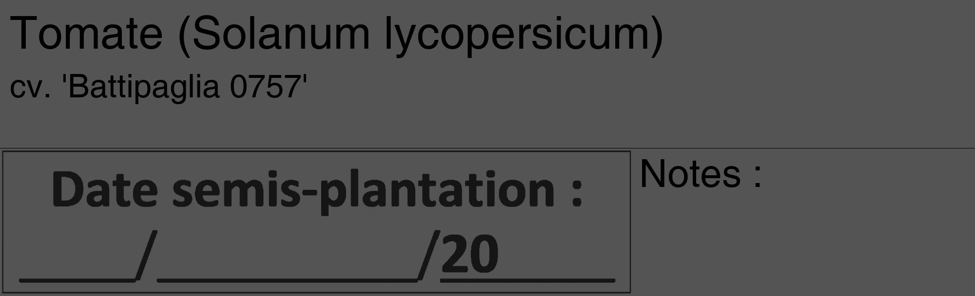 Étiquette de : Solanum lycopersicum cv. 'Battipaglia 0757' - format c - style noire30_basique_basiquehel avec comestibilité