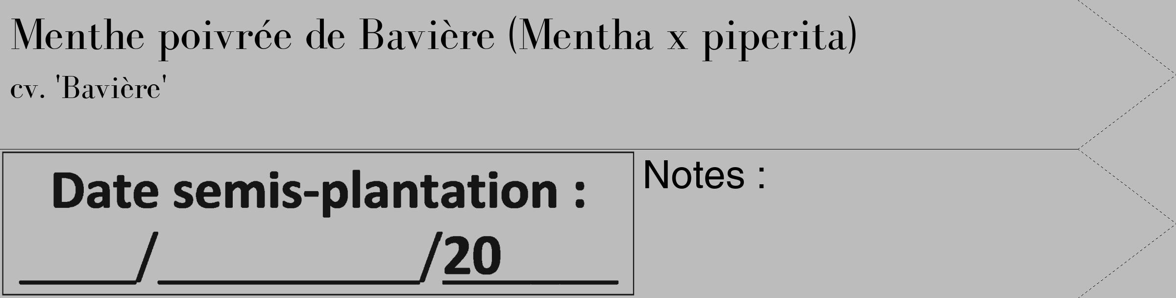 Étiquette de : Mentha x piperita cv. 'Bavière' - format c - style noire1_simple_simplebod avec comestibilité
