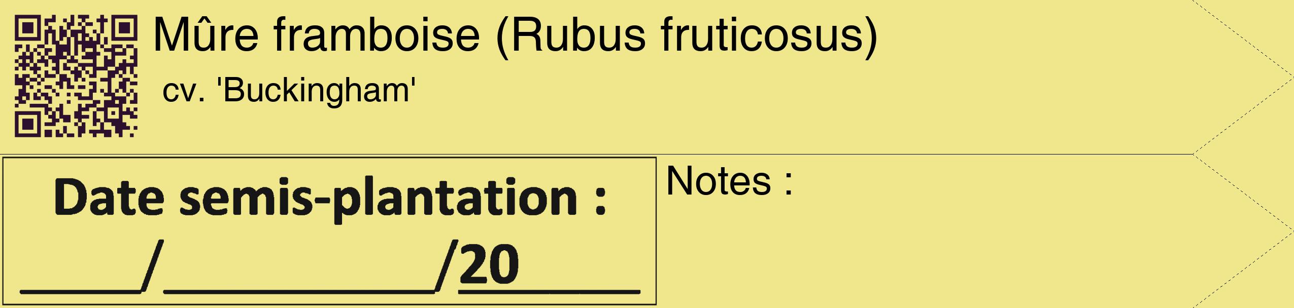 Étiquette de : Rubus fruticosus cv. 'Buckingham' - format c - style noire20_simple_simplehel avec qrcode et comestibilité