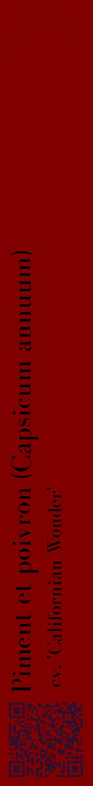 Étiquette de : Capsicum annuum cv. 'Californian Wonder' - format c - style noire29_simplebod avec qrcode et comestibilité