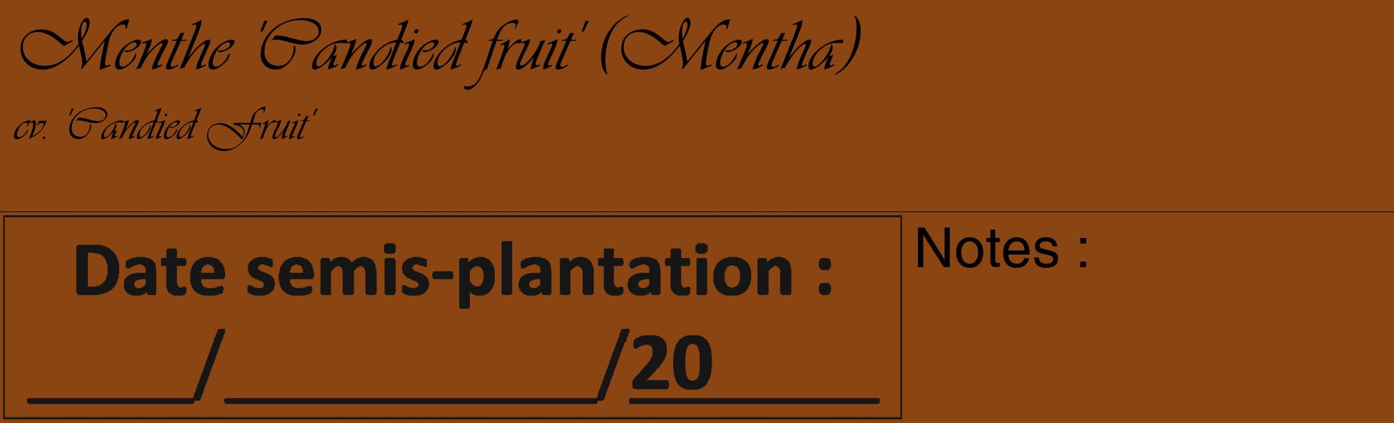 Étiquette de : Mentha cv. 'Candied Fruit' - format c - style noire30_basique_basiqueviv avec comestibilité