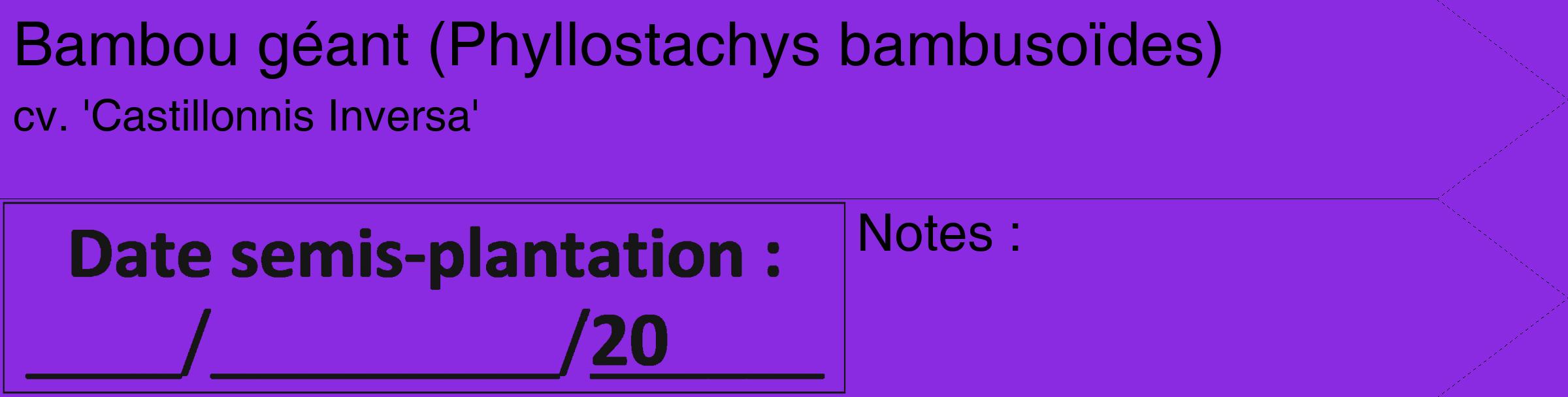 Étiquette de : Phyllostachys bambusoïdes cv. 'Castillonnis Inversa' - format c - style noire49_simple_simplehel avec comestibilité