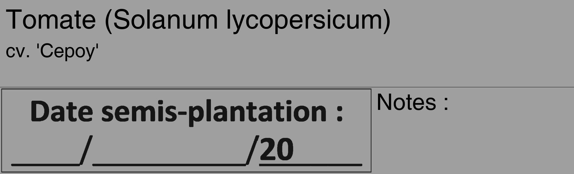 Étiquette de : Solanum lycopersicum cv. 'Cepoy' - format c - style noire24_basique_basiquehel avec comestibilité