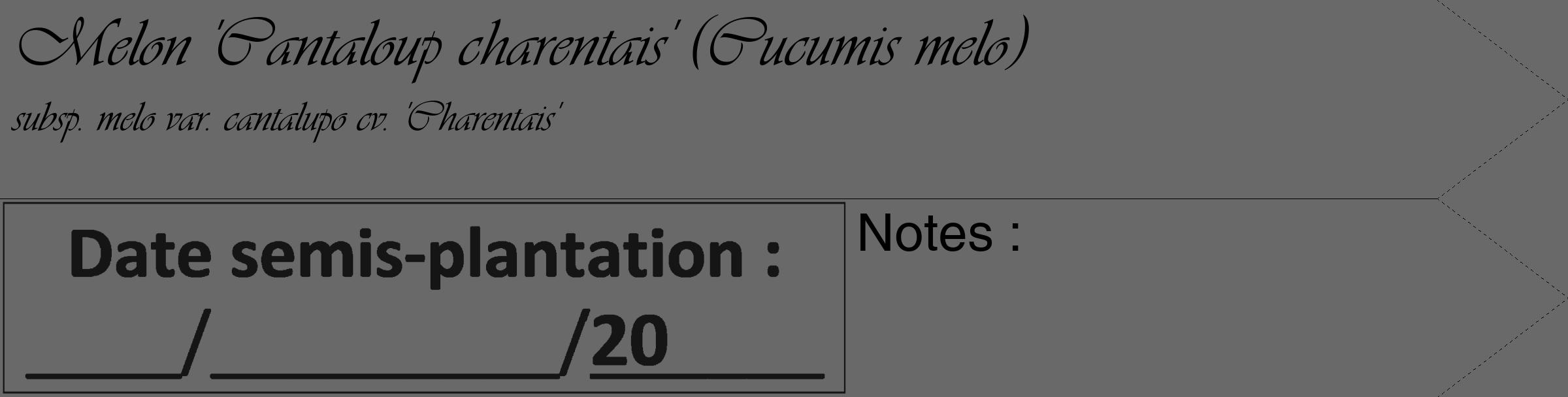 Étiquette de : Cucumis melo subsp. melo var. cantalupo cv. 'Charentais' - format c - style noire11_simple_simpleviv avec comestibilité