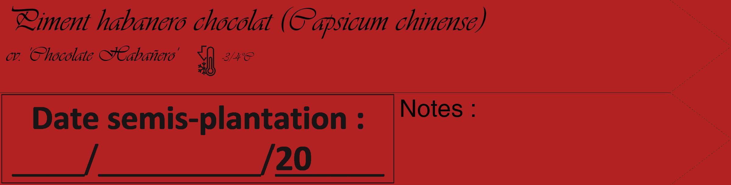 Étiquette de : Capsicum chinense cv. 'Chocolate Habañero' - format c - style noire28_simple_simpleviv avec comestibilité