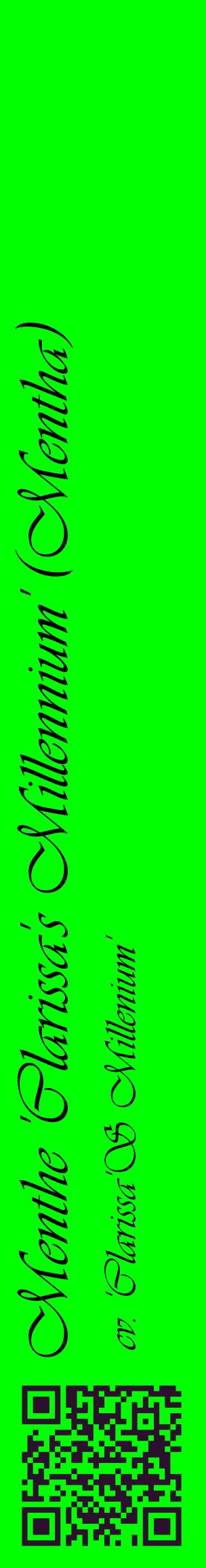 Étiquette de : Mentha cv. 'Clarissa'S Millenium' - format c - style noire16_basiqueviv avec qrcode et comestibilité