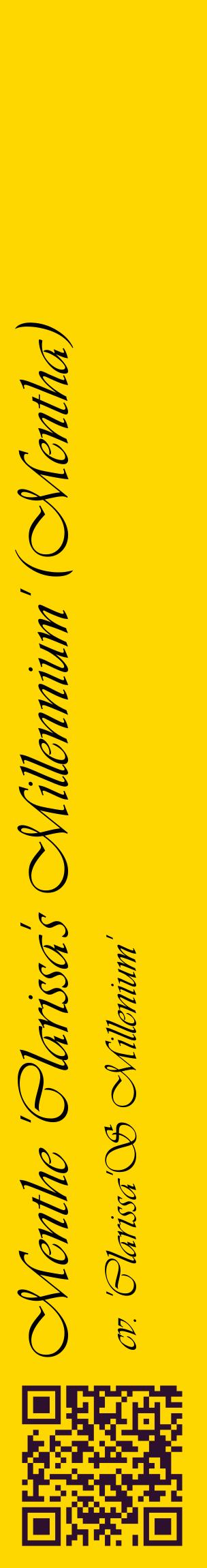 Étiquette de : Mentha cv. 'Clarissa'S Millenium' - format c - style noire21_basiqueviv avec qrcode et comestibilité
