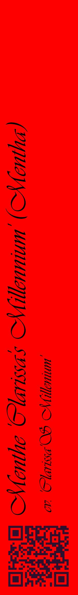 Étiquette de : Mentha cv. 'Clarissa'S Millenium' - format c - style noire27_basiqueviv avec qrcode et comestibilité