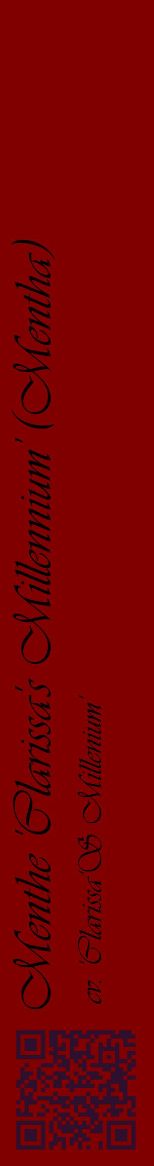 Étiquette de : Mentha cv. 'Clarissa'S Millenium' - format c - style noire29_basiqueviv avec qrcode et comestibilité