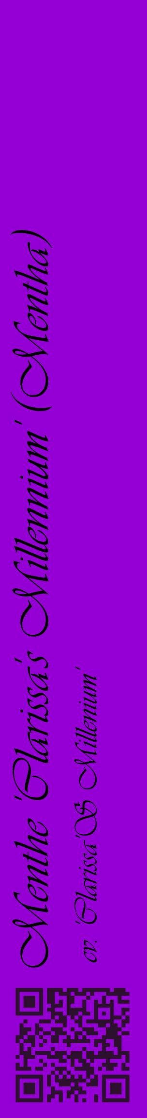 Étiquette de : Mentha cv. 'Clarissa'S Millenium' - format c - style noire48_basiqueviv avec qrcode et comestibilité