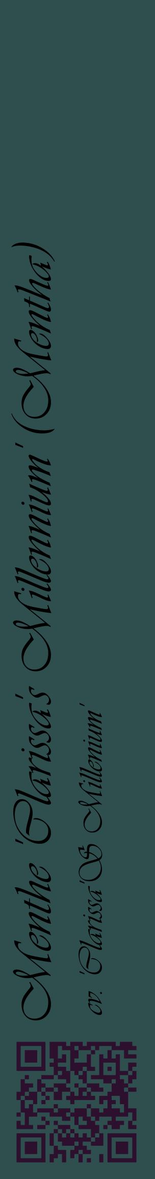 Étiquette de : Mentha cv. 'Clarissa'S Millenium' - format c - style noire58_basiqueviv avec qrcode et comestibilité