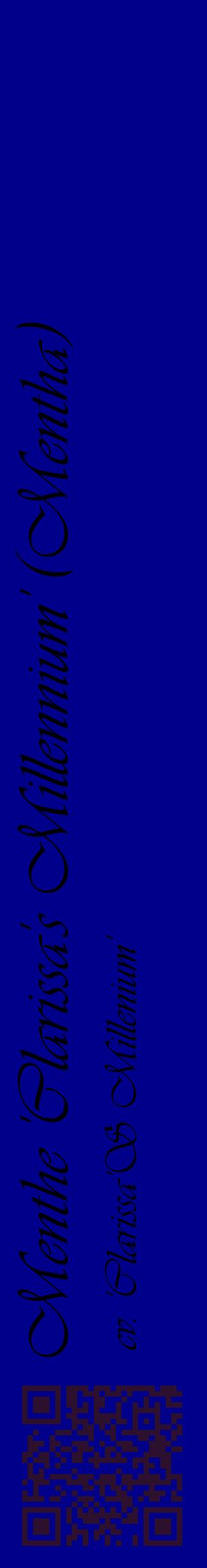 Étiquette de : Mentha cv. 'Clarissa'S Millenium' - format c - style noire7_basiqueviv avec qrcode et comestibilité