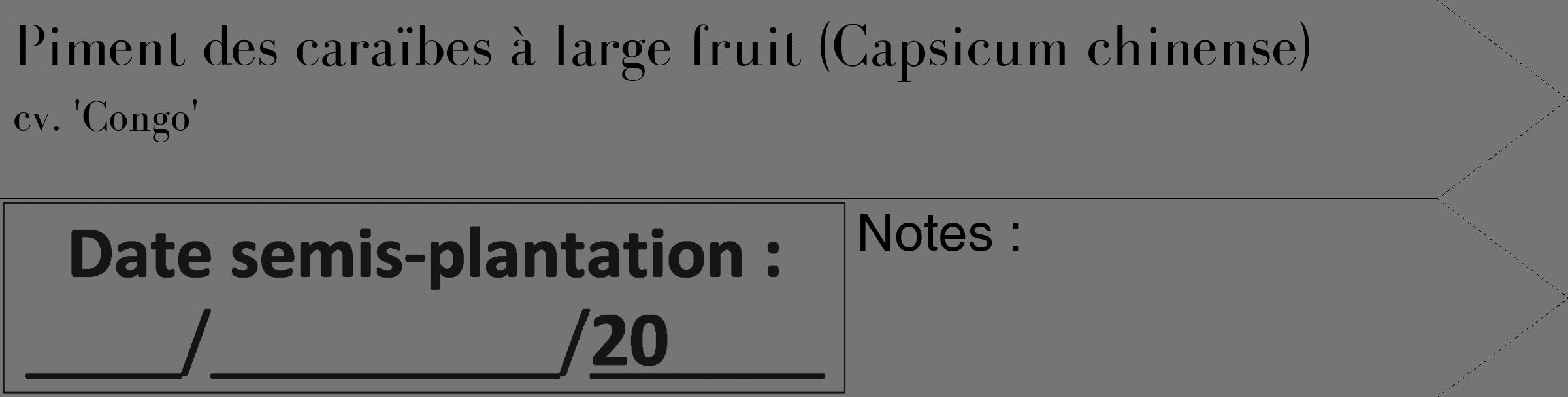 Étiquette de : Capsicum chinense cv. 'Congo' - format c - style noire5_simple_simplebod avec comestibilité