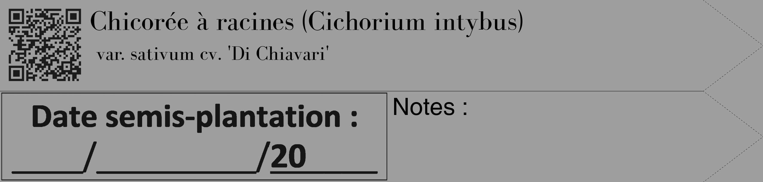 Étiquette de : Cichorium intybus var. sativum cv. 'Di Chiavari' - format c - style noire23_simple_simplebod avec qrcode et comestibilité