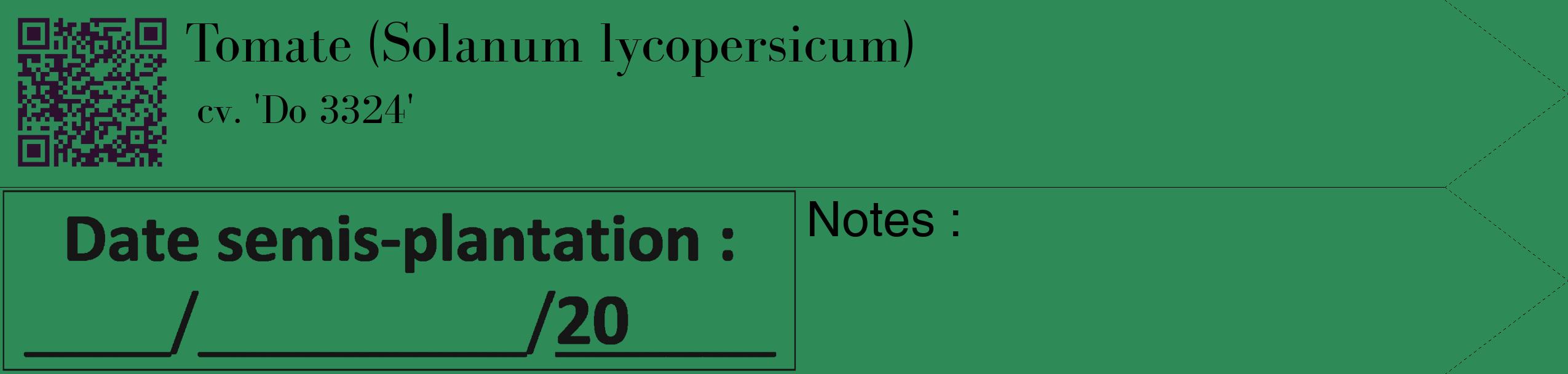 Étiquette de : Solanum lycopersicum cv. 'Do 3324' - format c - style noire11_simple_simplebod avec qrcode et comestibilité