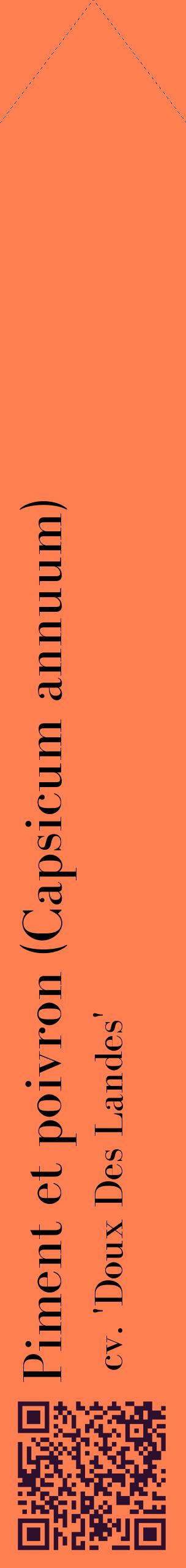 Étiquette de : Capsicum annuum cv. 'Doux Des Landes' - format c - style noire24_simplebod avec qrcode et comestibilité