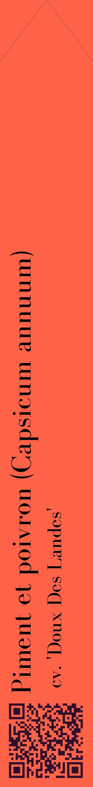 Étiquette de : Capsicum annuum cv. 'Doux Des Landes' - format c - style noire25_simplebod avec qrcode et comestibilité