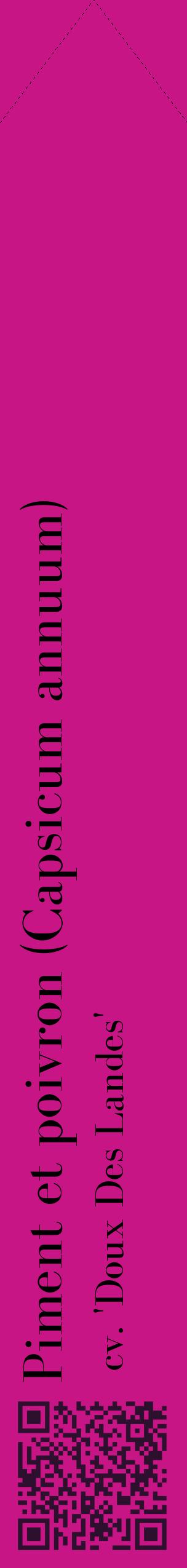 Étiquette de : Capsicum annuum cv. 'Doux Des Landes' - format c - style noire45_simplebod avec qrcode et comestibilité