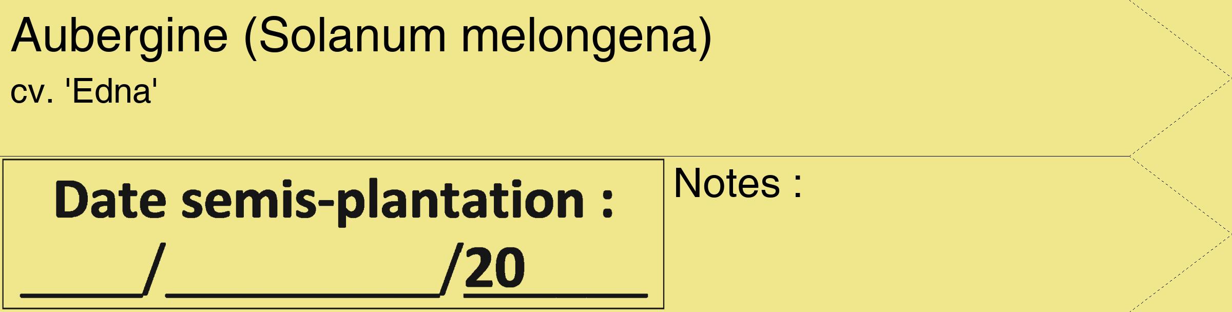 Étiquette de : Solanum melongena cv. 'Edna' - format c - style noire20_simple_simplehel avec comestibilité