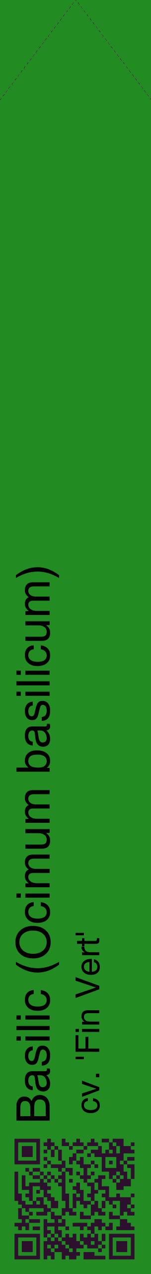 Étiquette de : Ocimum basilicum cv. 'Fin Vert' - format c - style noire10_simplehel avec qrcode et comestibilité