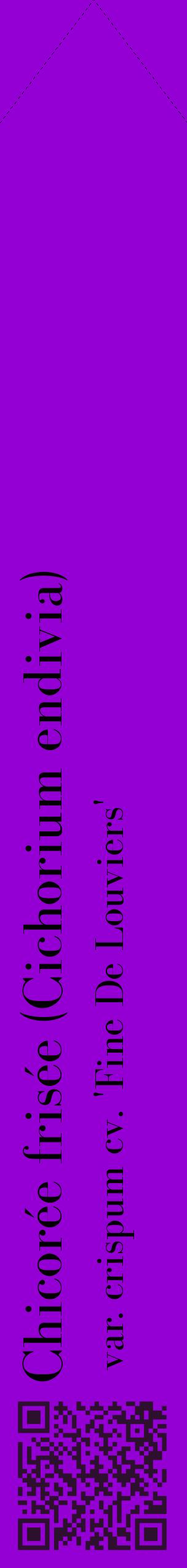 Étiquette de : Cichorium endivia var. crispum cv. 'Fine De Louviers' - format c - style noire48_simplebod avec qrcode et comestibilité