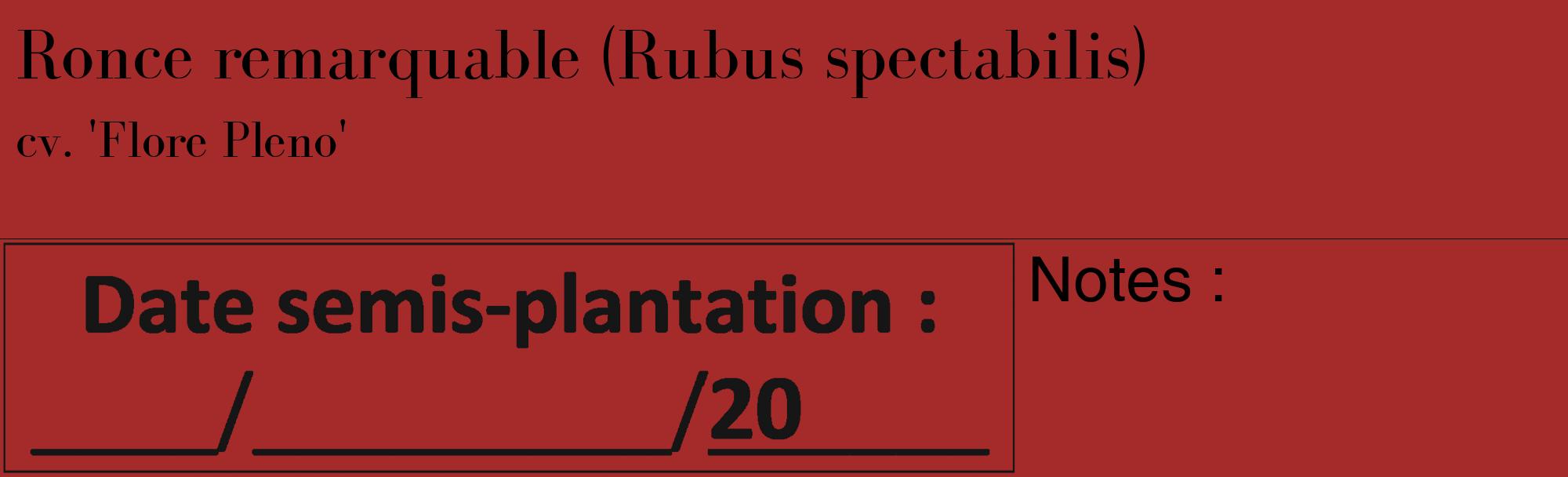 Étiquette de : Rubus spectabilis cv. 'Flore Pleno' - format c - style noire33_basique_basiquebod avec comestibilité