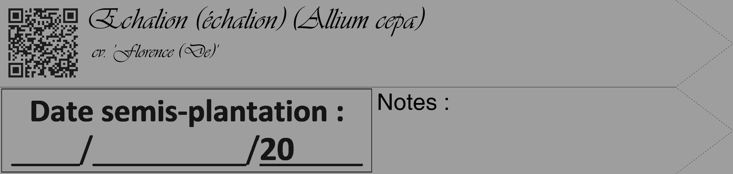 Étiquette de : Allium cepa cv. 'Florence (De)' - format c - style noire42_simple_simpleviv avec qrcode et comestibilité