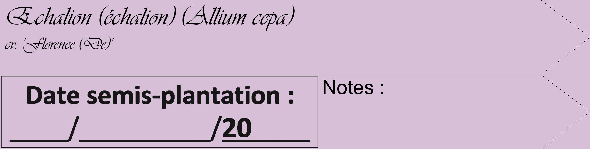 Étiquette de : Allium cepa cv. 'Florence (De)' - format c - style noire54_simple_simpleviv avec comestibilité