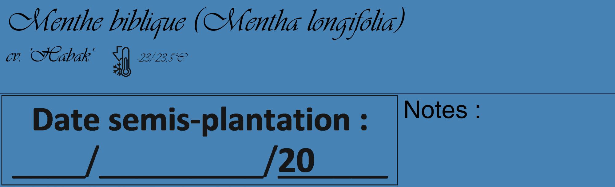 Étiquette de : Mentha longifolia cv. 'Habak' - format c - style noire5_basique_basiqueviv avec comestibilité