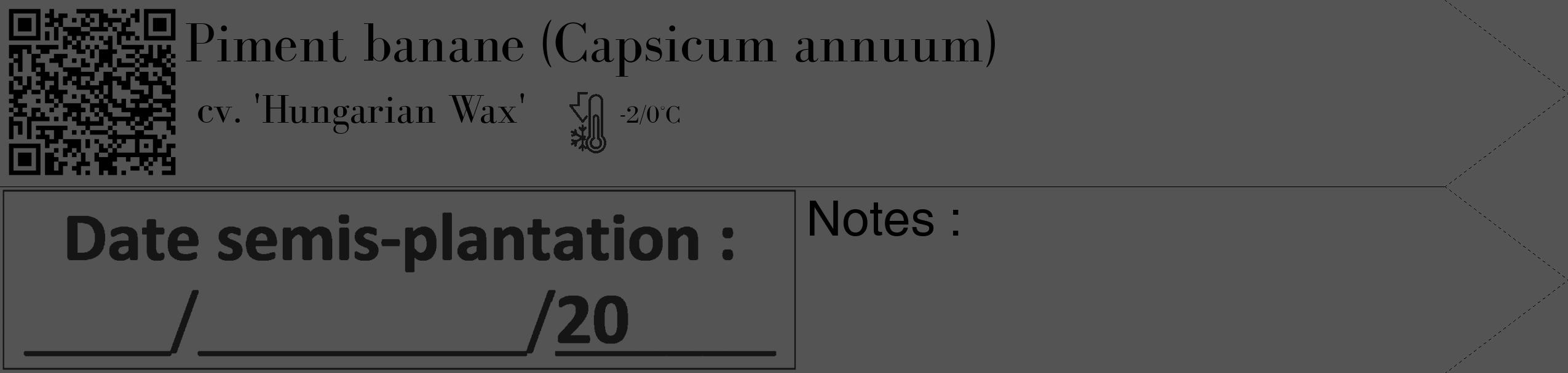 Étiquette de : Capsicum annuum cv. 'Hungarian Wax' - format c - style noire30_simple_simplebod avec qrcode et comestibilité