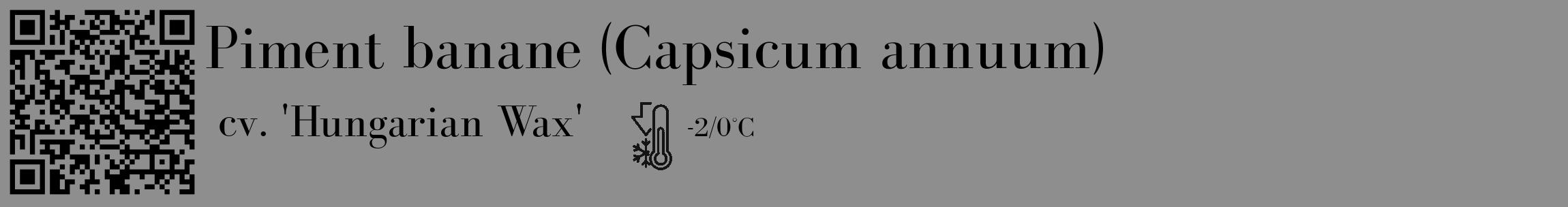 Étiquette de : Capsicum annuum cv. 'Hungarian Wax' - format c - style noire25_basique_basiquebod avec qrcode et comestibilité