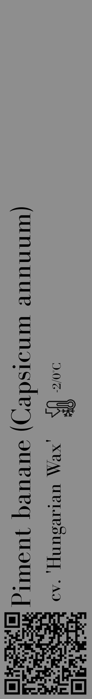 Étiquette de : Capsicum annuum cv. 'Hungarian Wax' - format c - style noire25_basique_basiquebod avec qrcode et comestibilité - position verticale