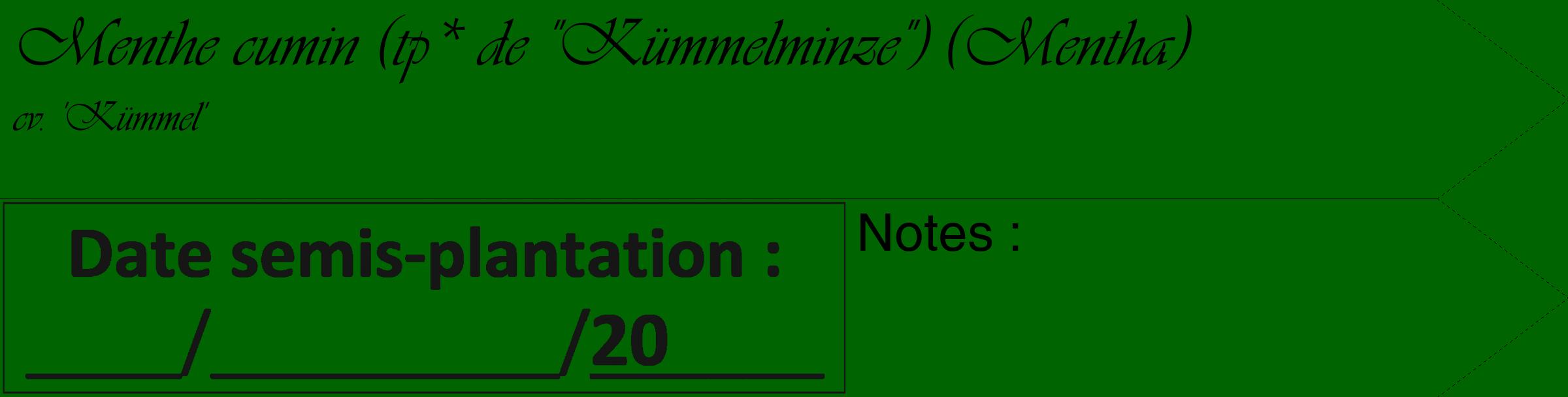 Étiquette de : Mentha cv. 'Kümmel' - format c - style noire8_simple_simpleviv avec comestibilité